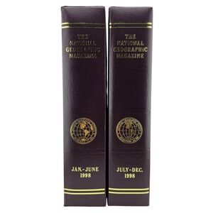 National Geographic Magazine Slipcase 1998 Set Burgundy Good Vintage Organizers